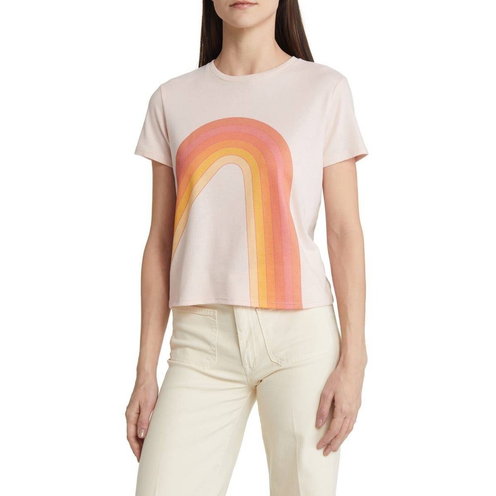 Marine Layer Wave Crop Graphic Tee Pink Rainbow Retro Retrocore Womens Medium